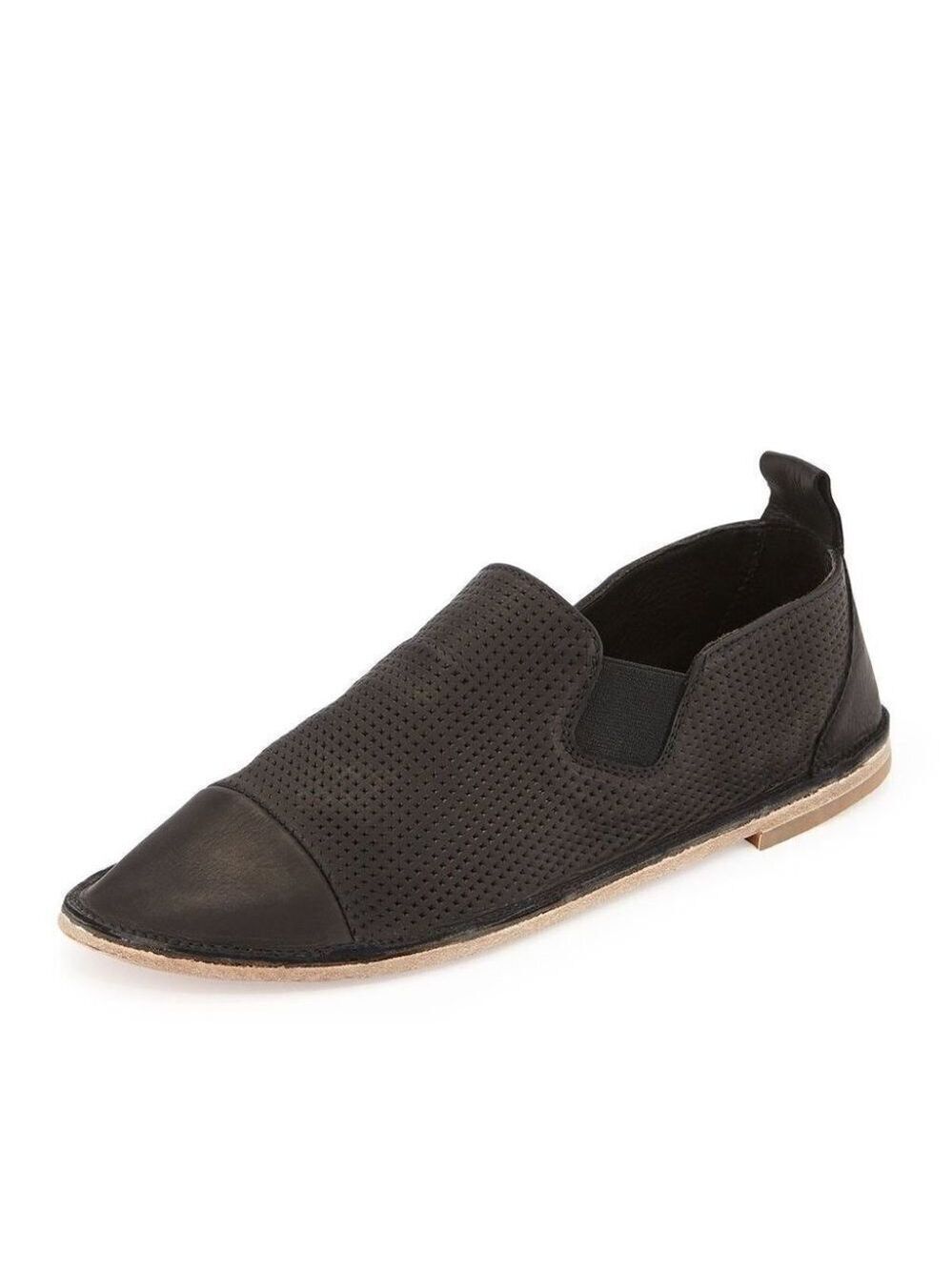 * 𝅺VINCE Iona Black Perforated Leather Slip On 7/37.5 Made in Italy